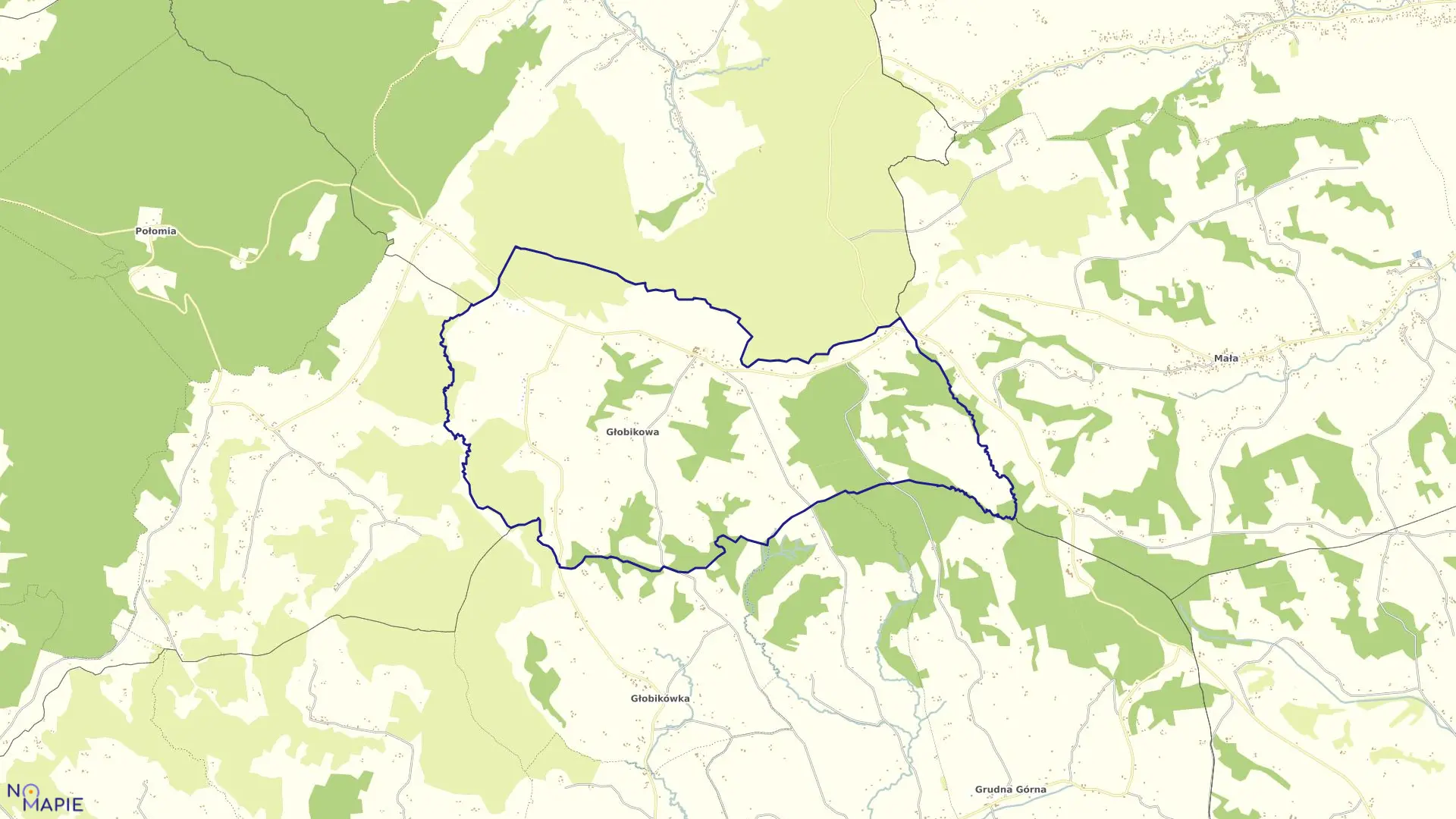 Mapa obrębu Głobikowa w gminie Dębica